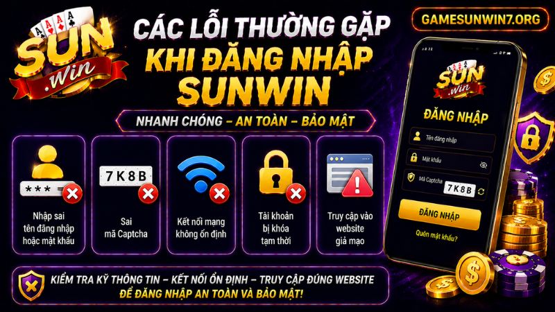 Các lỗi thường gặp khi đăng nhập SUNWIN