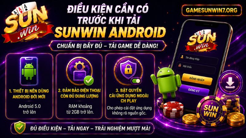 Danh sách điều kiện tải SUNWIN Android thành công